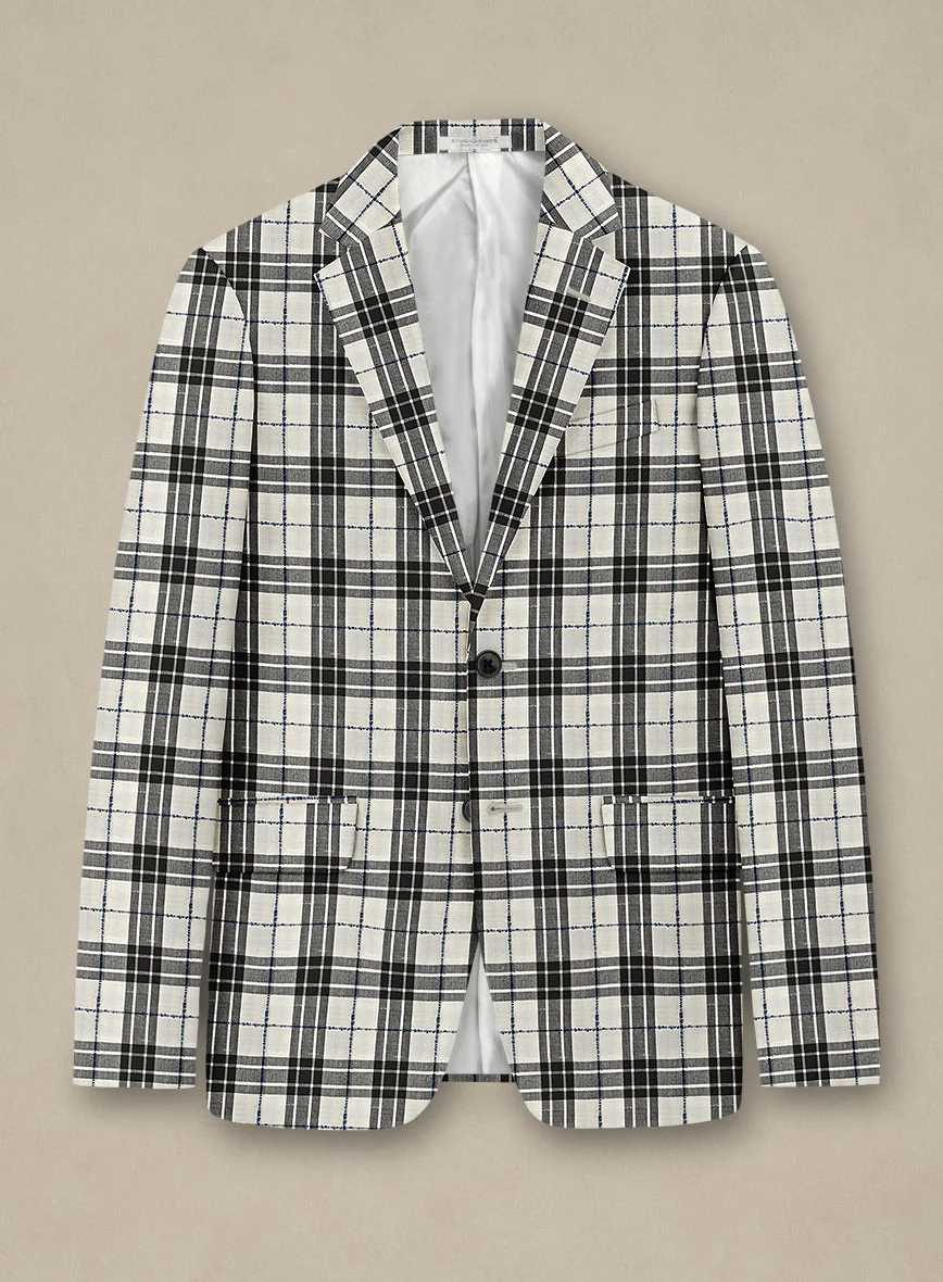 Italian Murano Ernio Checks Wool Linen Silk Jacket