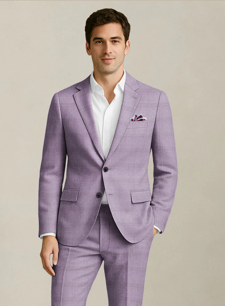 Italian Murano Esar Lavender Wool Linen Silk Suit - Image 3