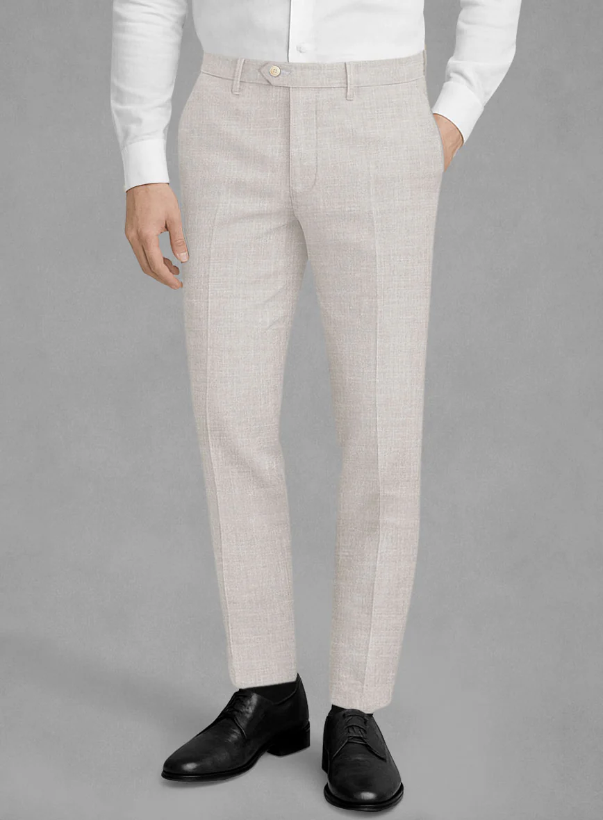Italian Murano Fawn Wool Linen Pants