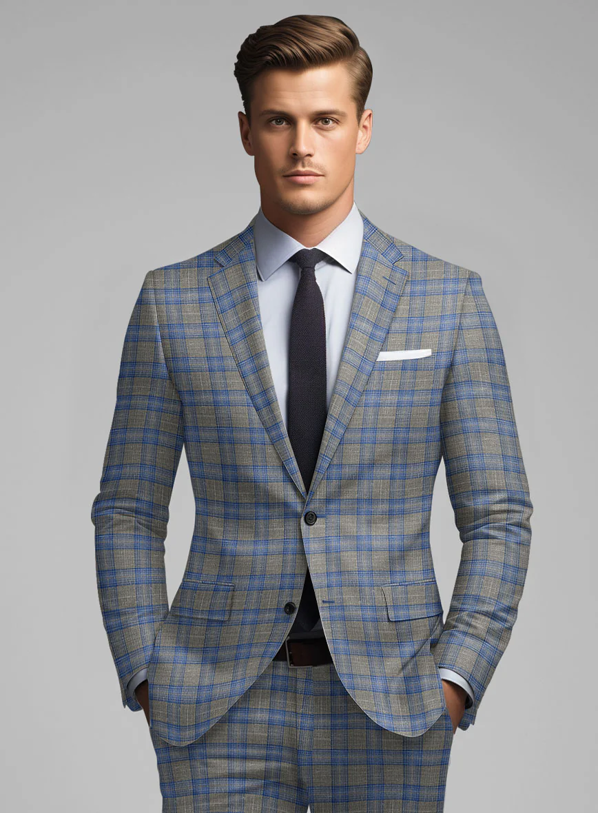 Italian Murano Gnatio Blue Gray Wool Linen Jacket - Image 2