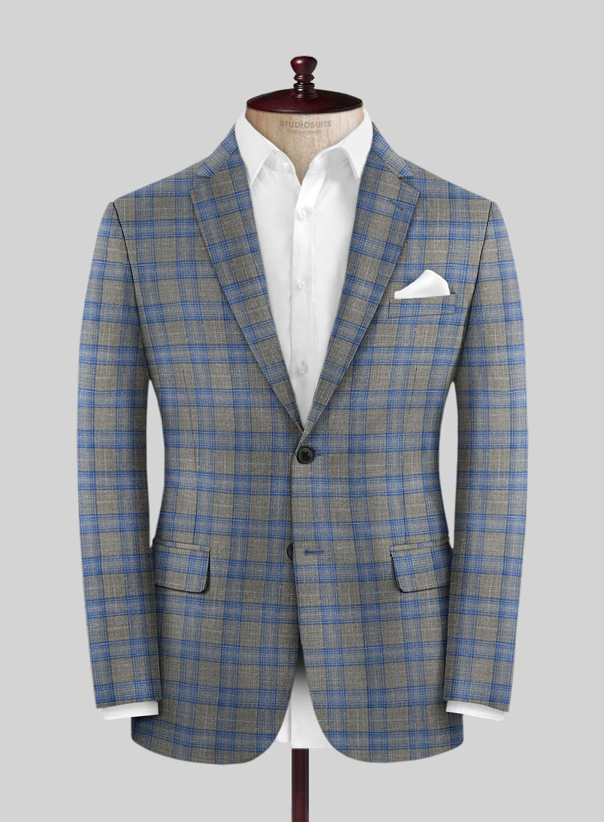 Italian Murano Gnatio Blue Gray Wool Linen Suit - Image 2