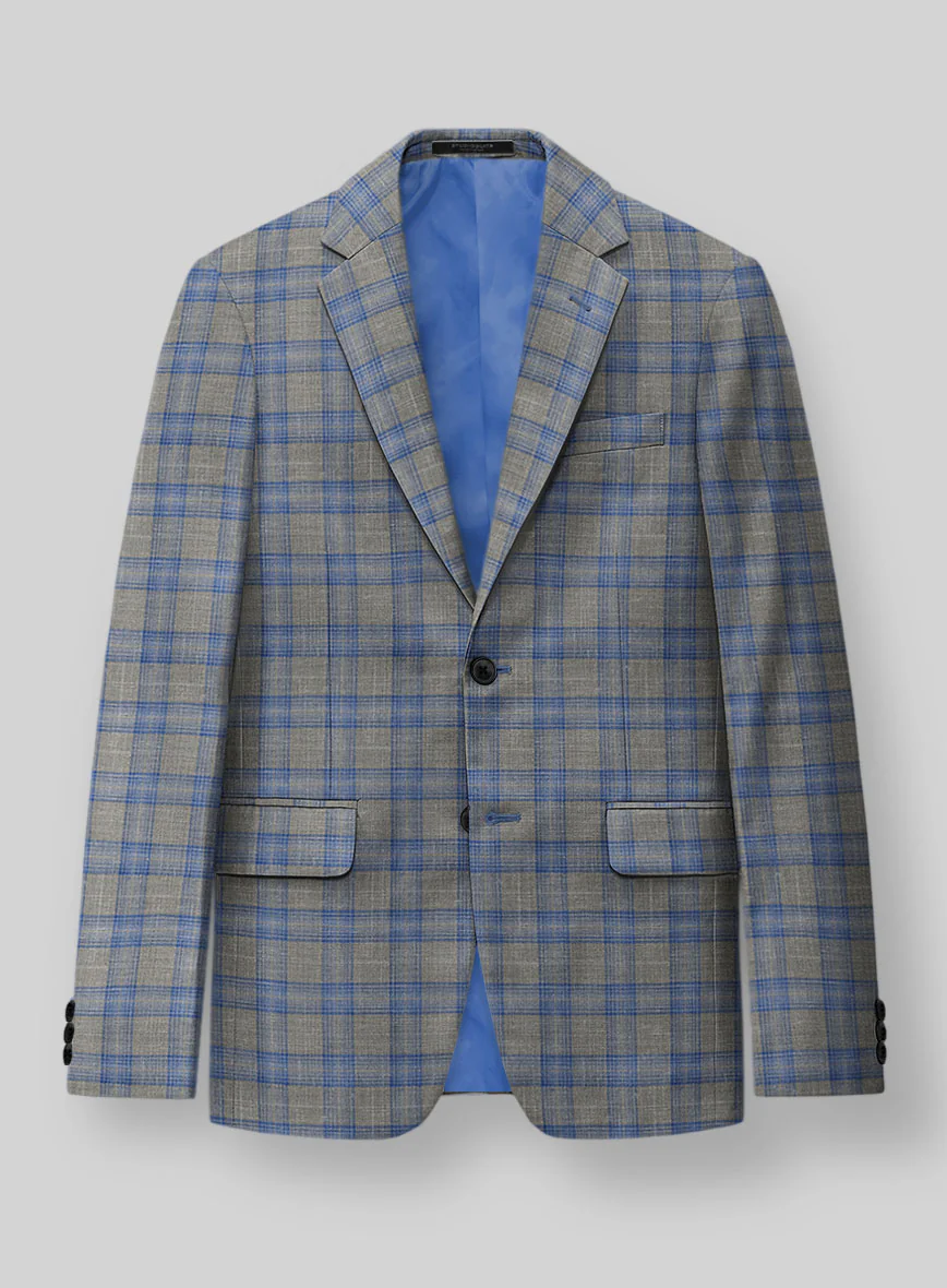 Italian Murano Gnatio Blue Gray Wool Linen Suit - Image 5