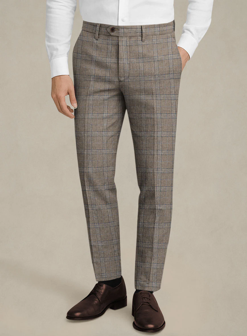 Italian Murano Igelu Brown Wool Linen Silk Pants