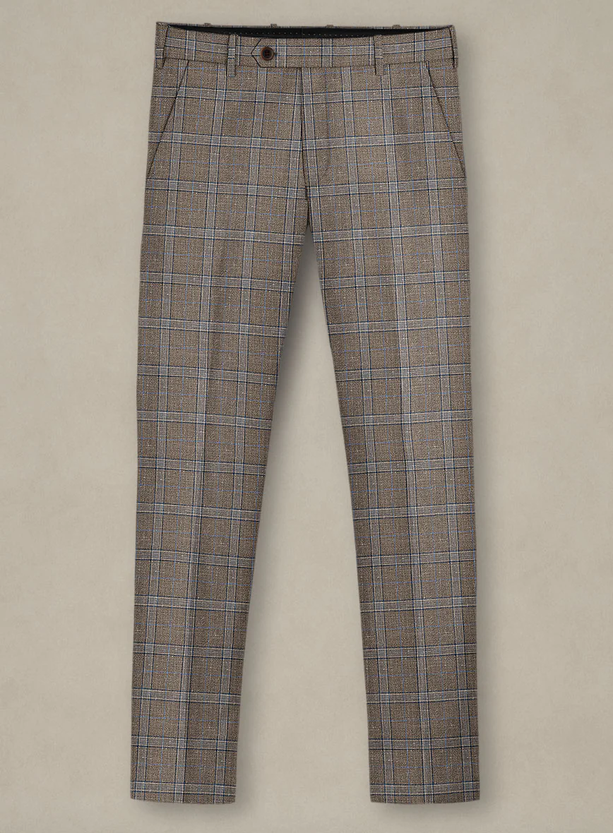 Italian Murano Igelu Brown Wool Linen Silk Pants - Image 2