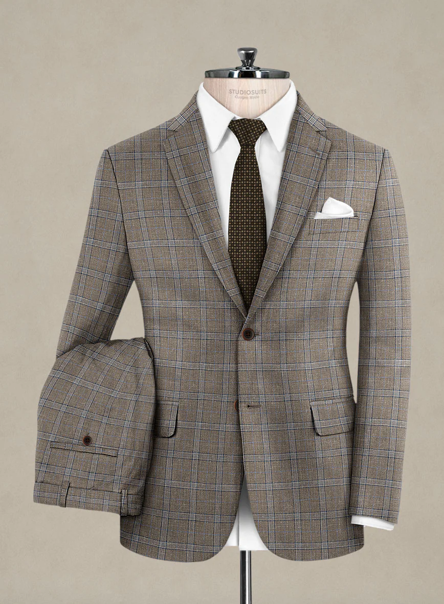 Italian Murano Igelu Brown Wool Linen Silk Suit - Image 2
