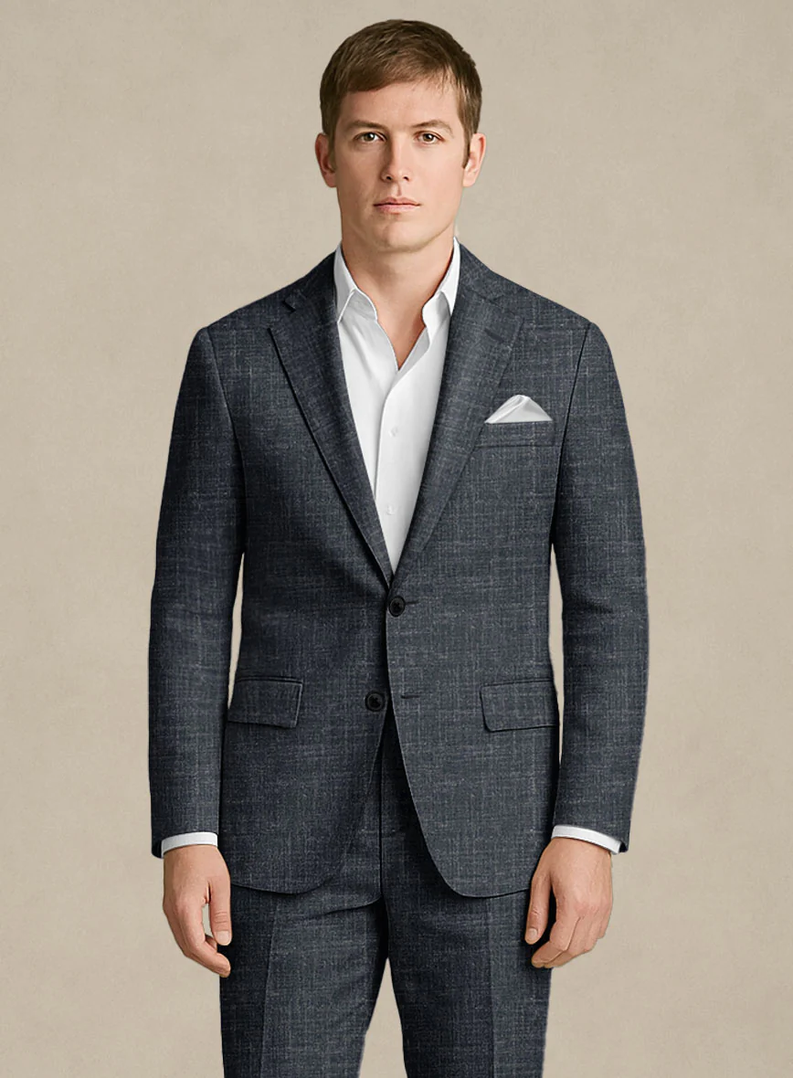 Italian Murano Indigo Blue Wool Linen Suit - Image 3