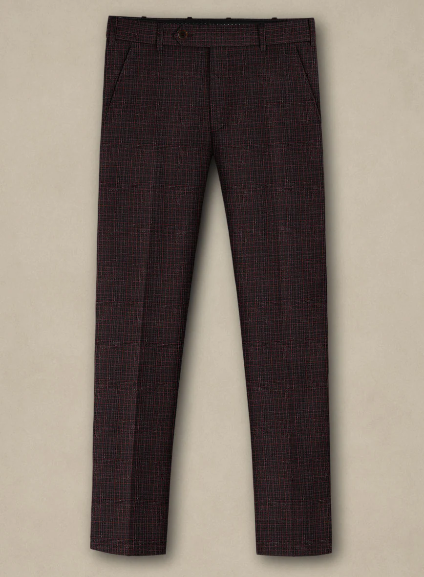Italian Murano Irgo Checks Wool Linen Silk Pants - Image 2
