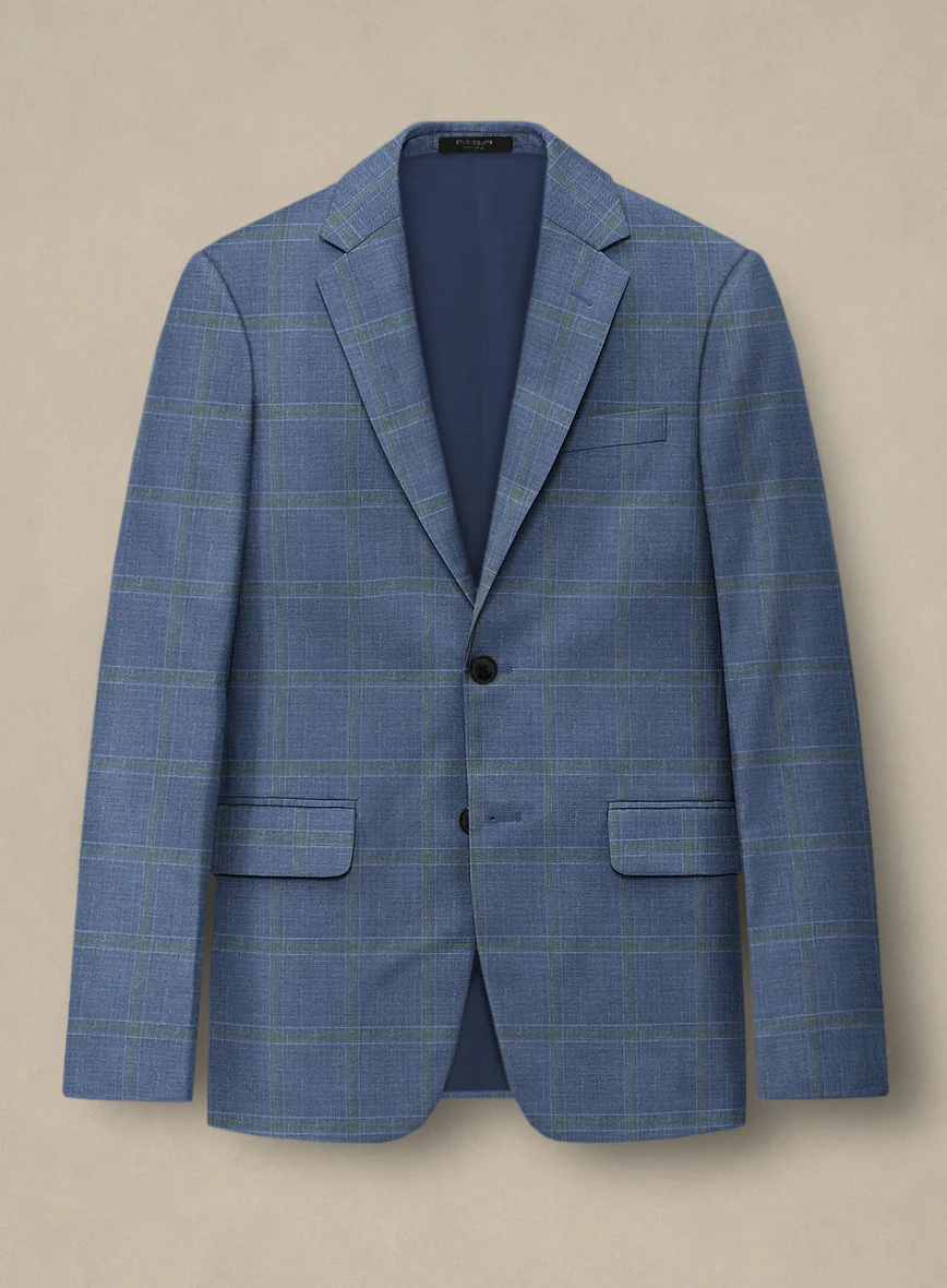 Italian Murano Ivarno Blue Wool Linen Silk Jacket