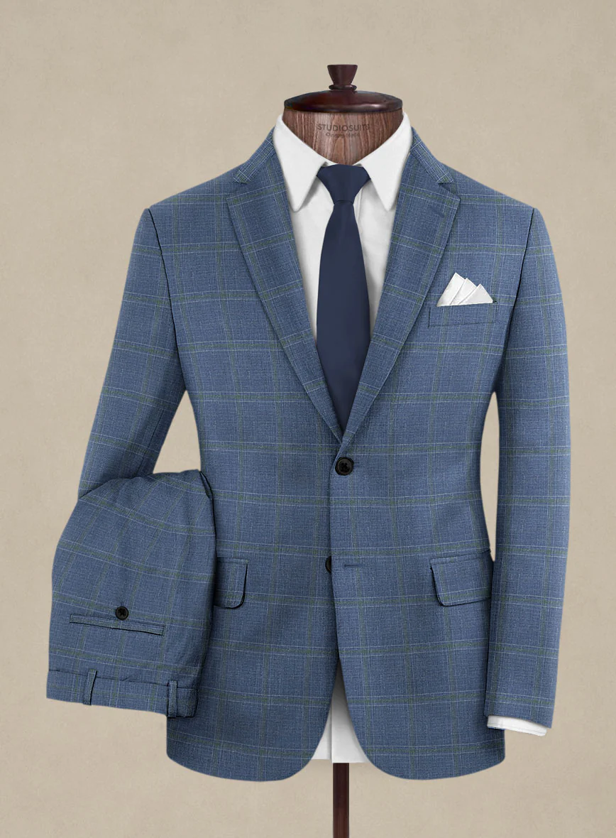 Italian Murano Ivarno Blue Wool Linen Silk Suit - Image 2