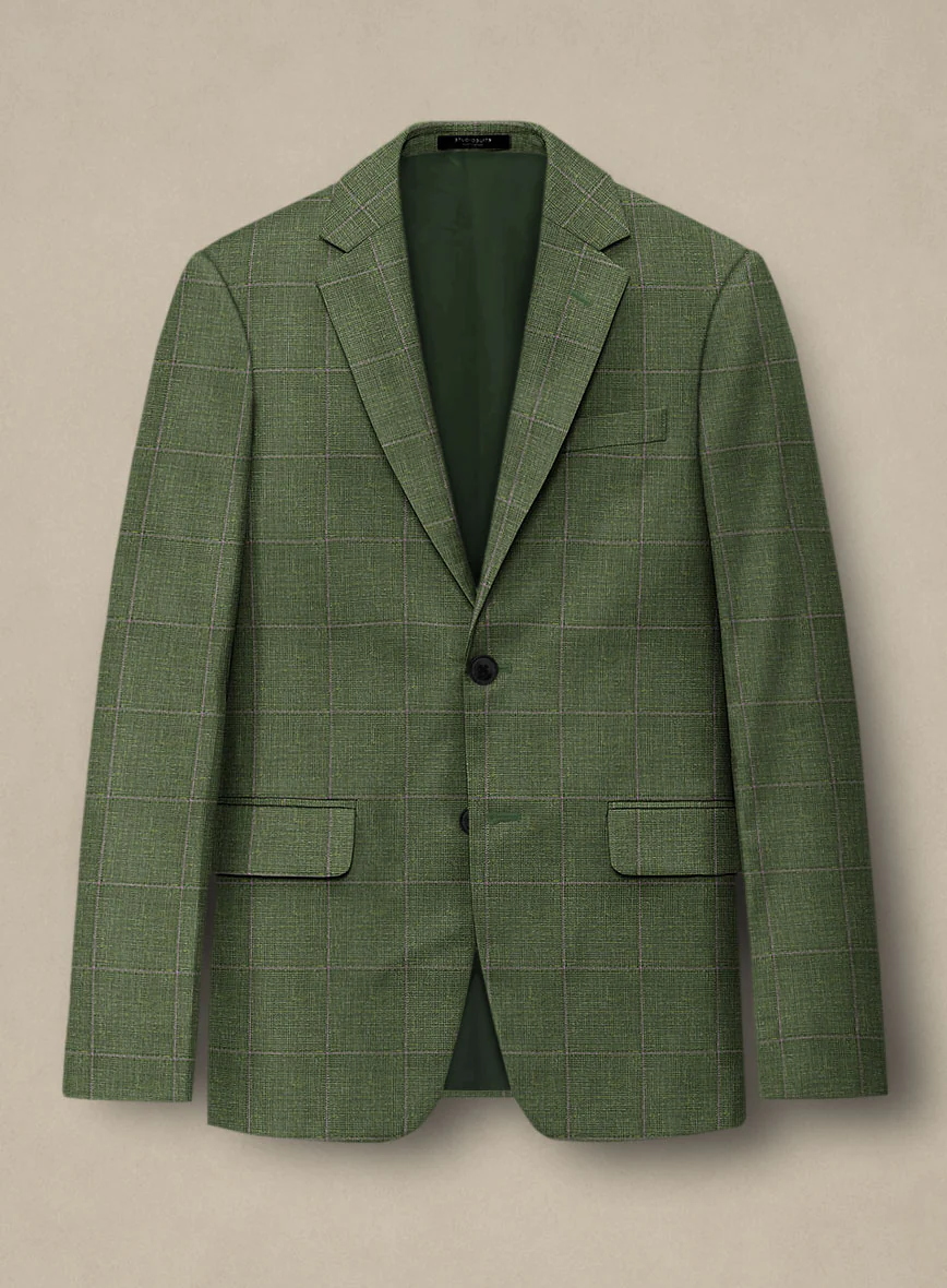 Italian Murano Josaya Green Wool Linen Silk Jacket