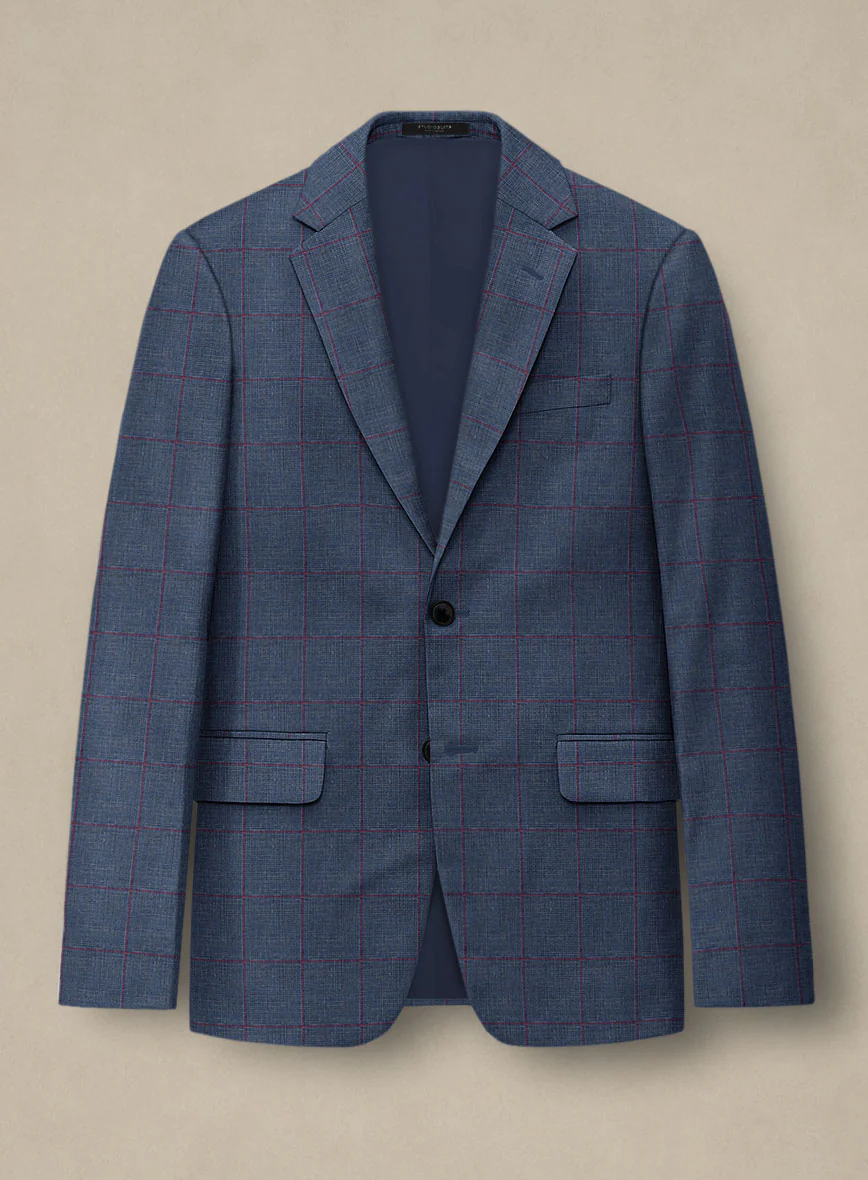 Italian Murano Leopo Blue Wool Linen Suit - Image 4