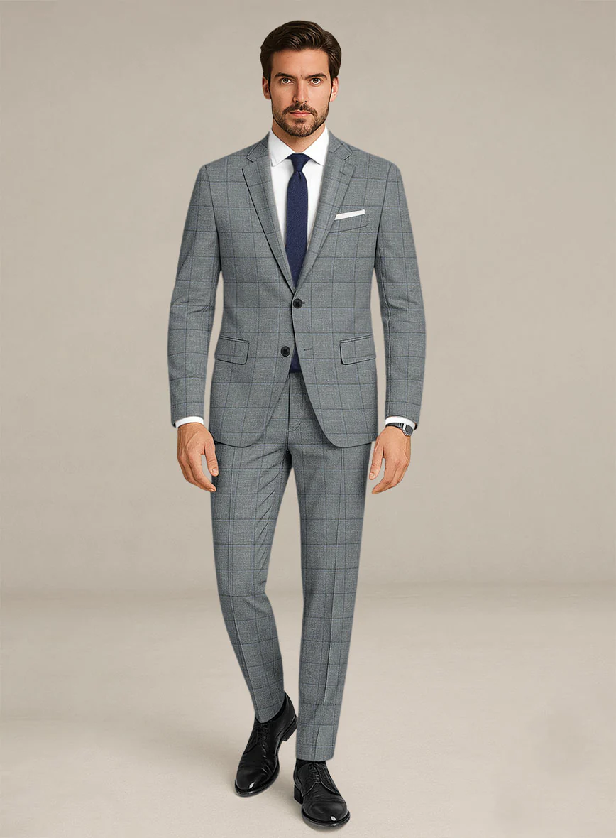 Italian Murano Light Gray Wool Linen Silk Suit