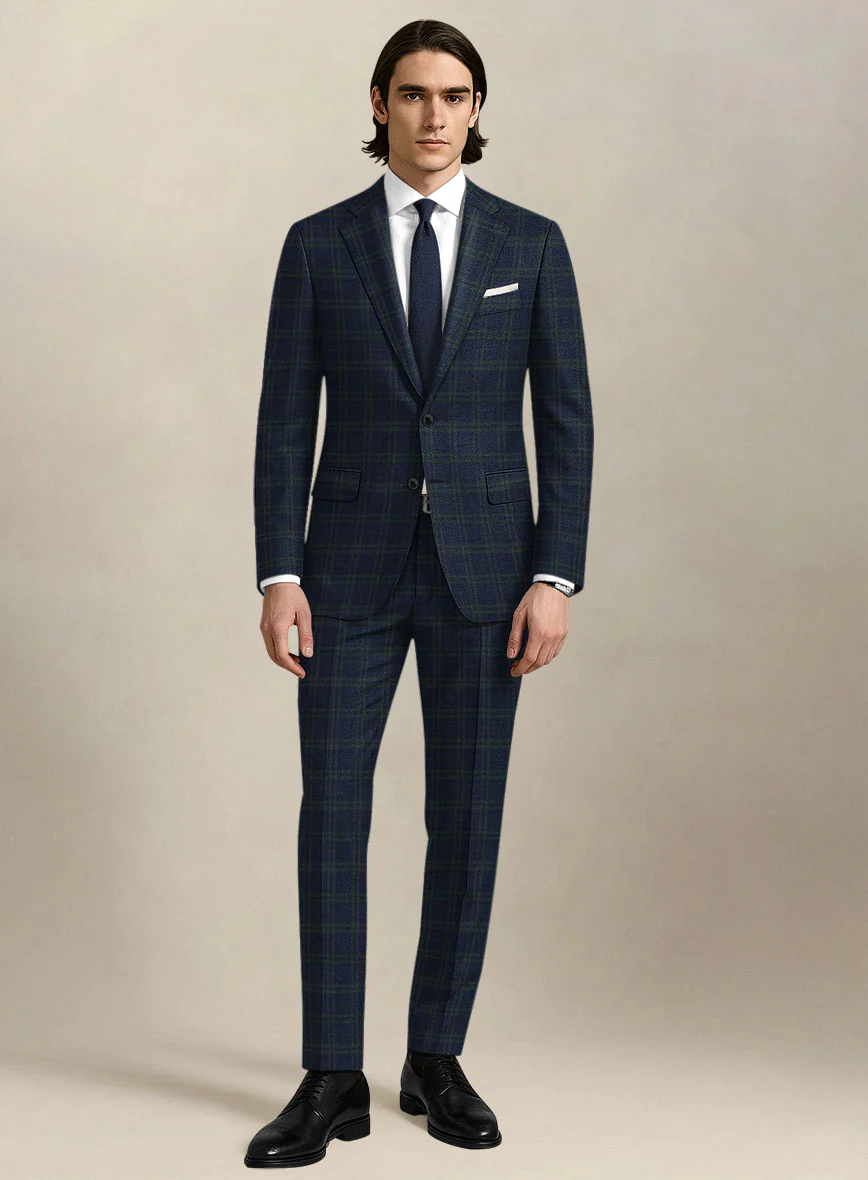 Italian Murano Loni Blue Wool Linen Silk Suit
