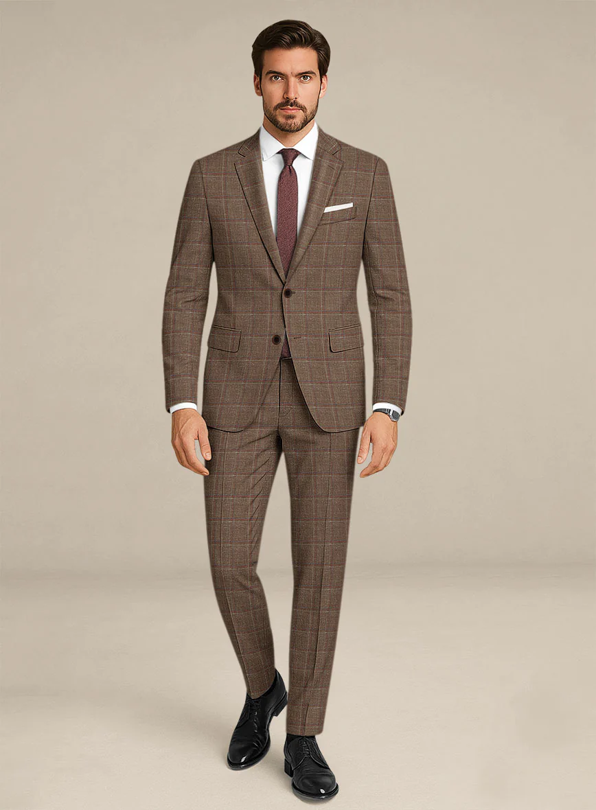 Italian Murano Manole Brown Wool Linen Silk Suit
