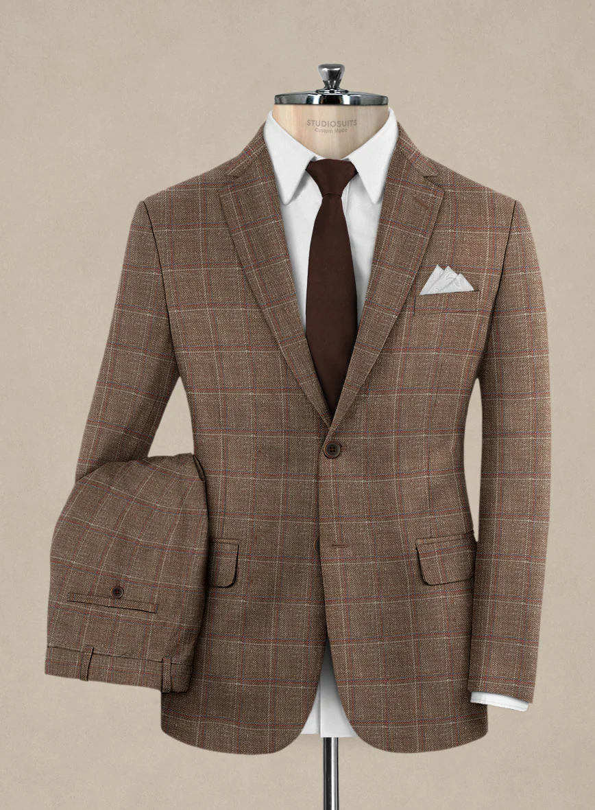 Italian Murano Manole Brown Wool Linen Silk Suit - Image 2