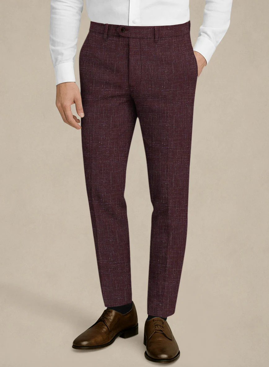 Italian Murano Maroon Wool Linen Pants