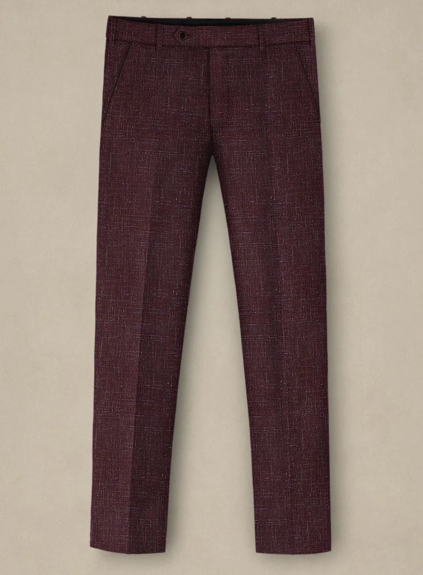 Italian Murano Maroon Wool Linen Pants - Image 2