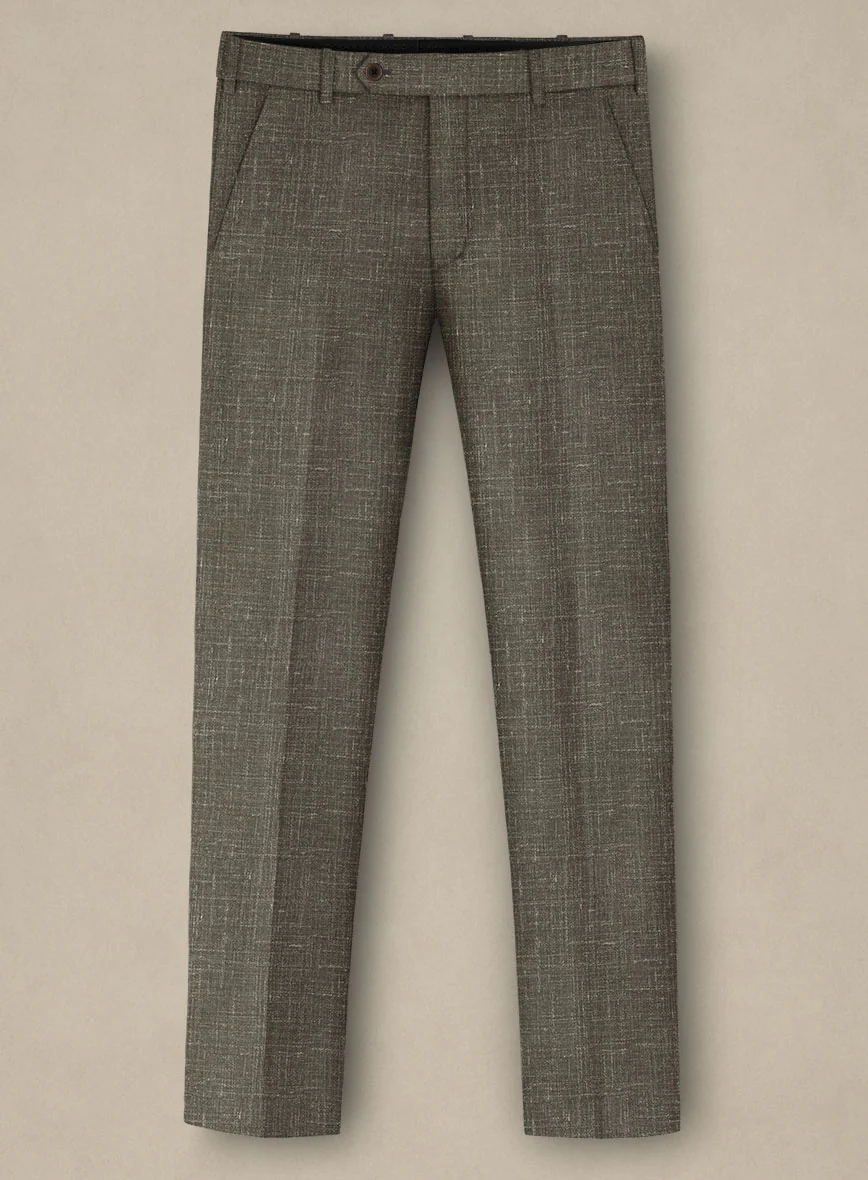 Italian Murano Mud Brown Wool Linen Pants - Image 2