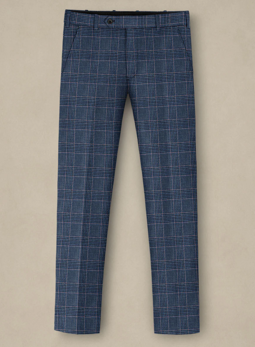 Italian Murano Najela Blue Wool Linen Silk Pants - Image 2