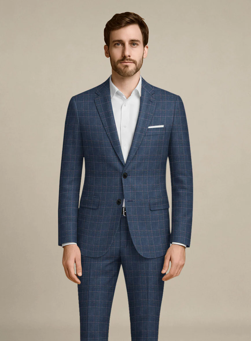 Italian Murano Najela Blue Wool Linen Silk Suit - Image 3