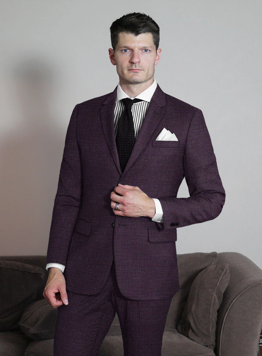 Italian Murano Nozo Purple Wool Linen Silk Suit - Image 2