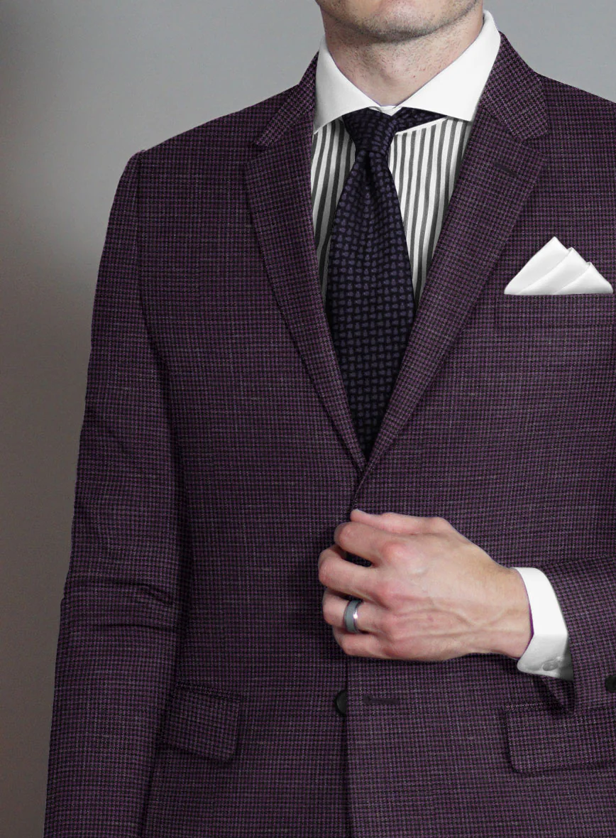 Italian Murano Nozo Purple Wool Linen Silk Suit - Image 4