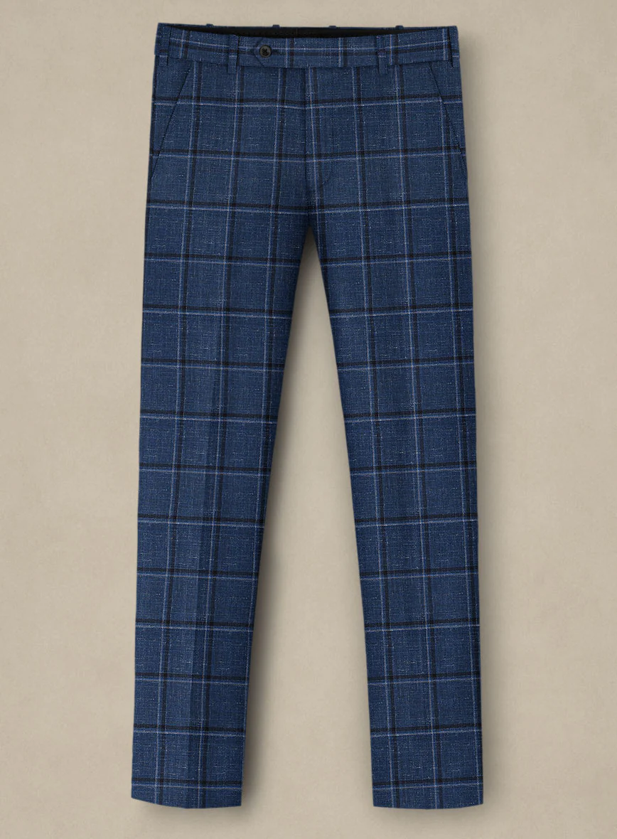 Italian Murano Odi Blue Wool Linen Silk Pants - Image 2