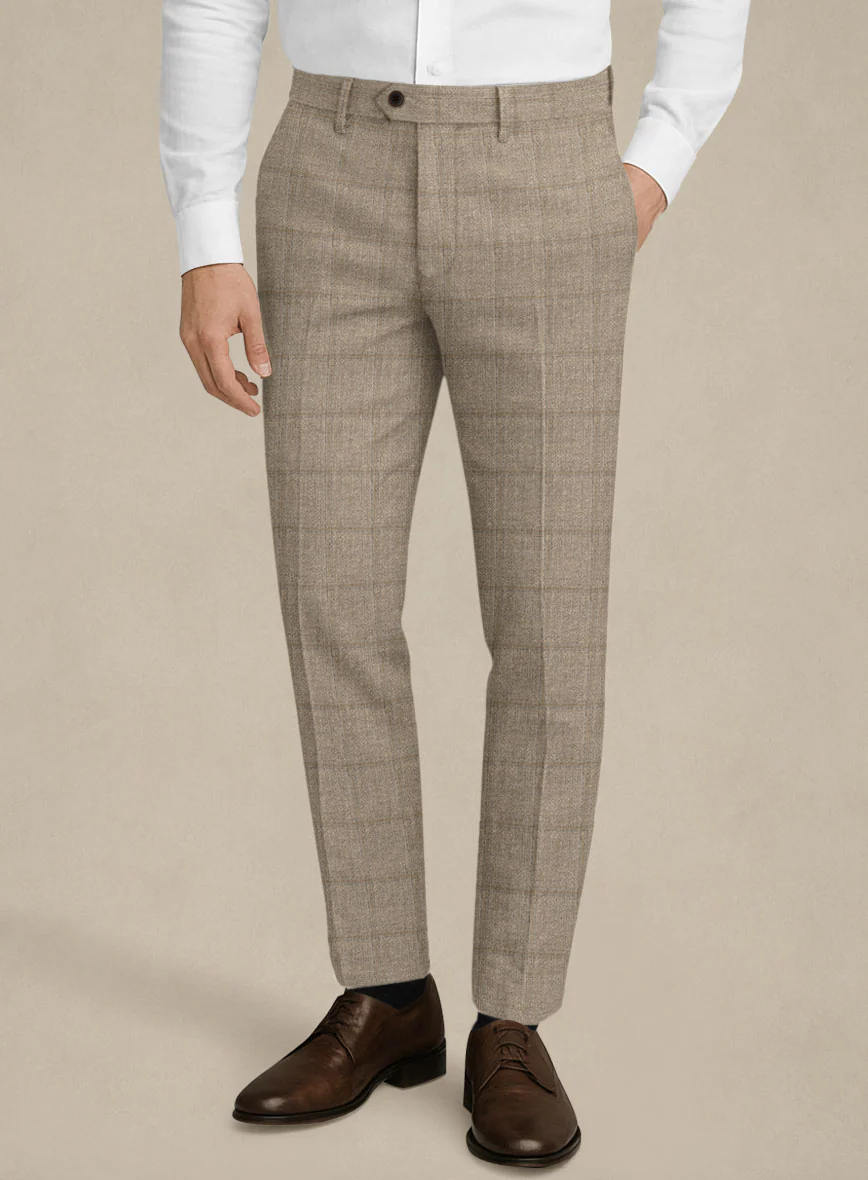 Italian Murano Padro Brown Wool Linen Silk Pants