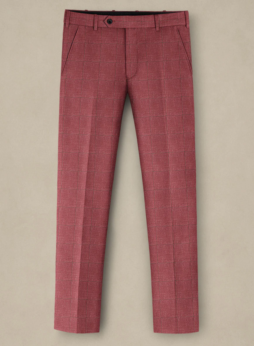 Italian Murano Radon Pink Wool Linen Silk Pants - Image 2