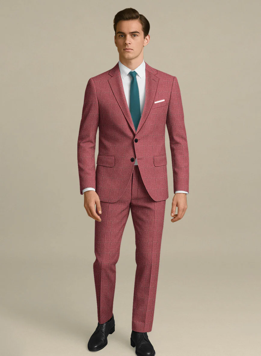 Italian Murano Radon Pink Wool Linen Silk Suit