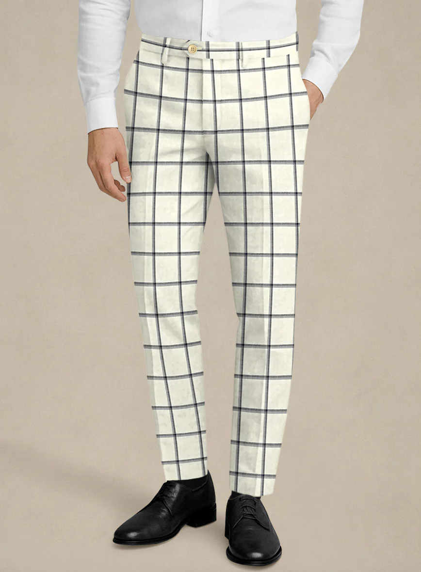 Italian Murano Recamo Ivory Wool Linen Silk Pants