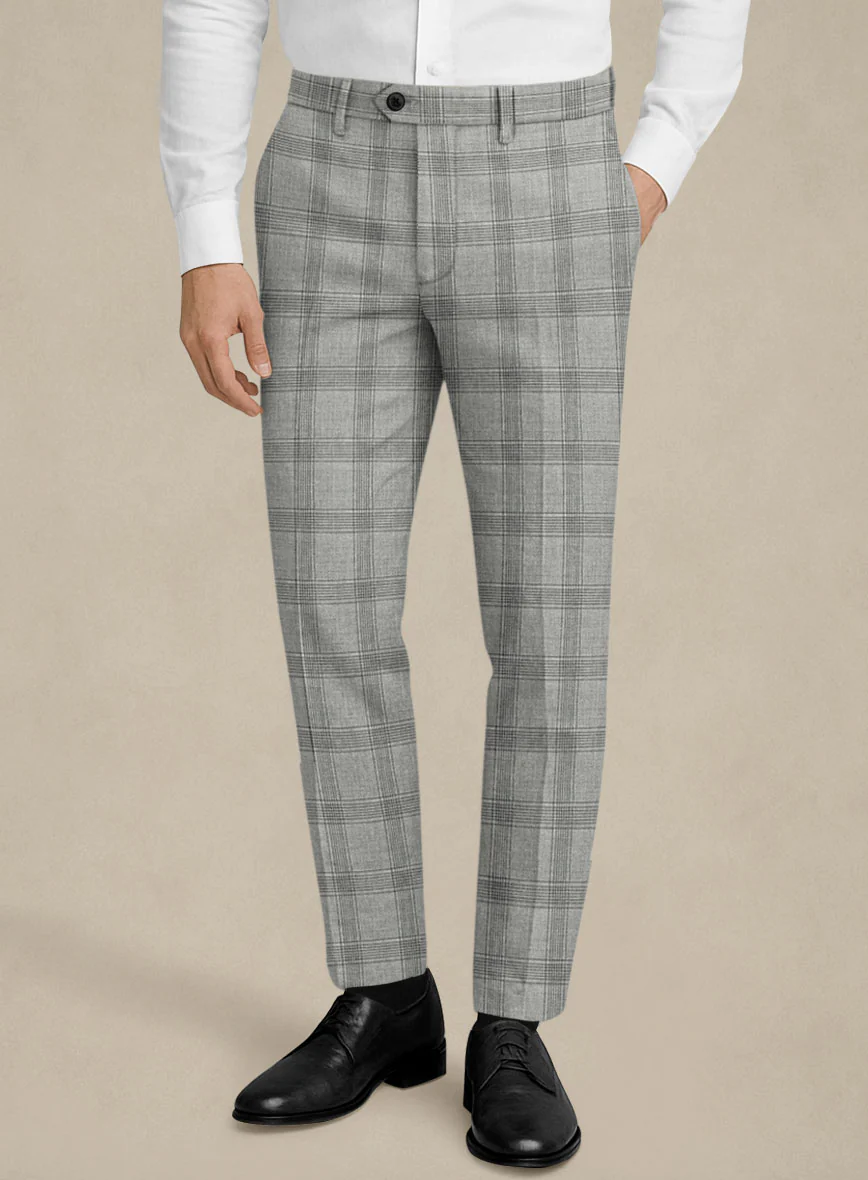 Italian Murano Sageo Gray Wool Linen Silk Pants