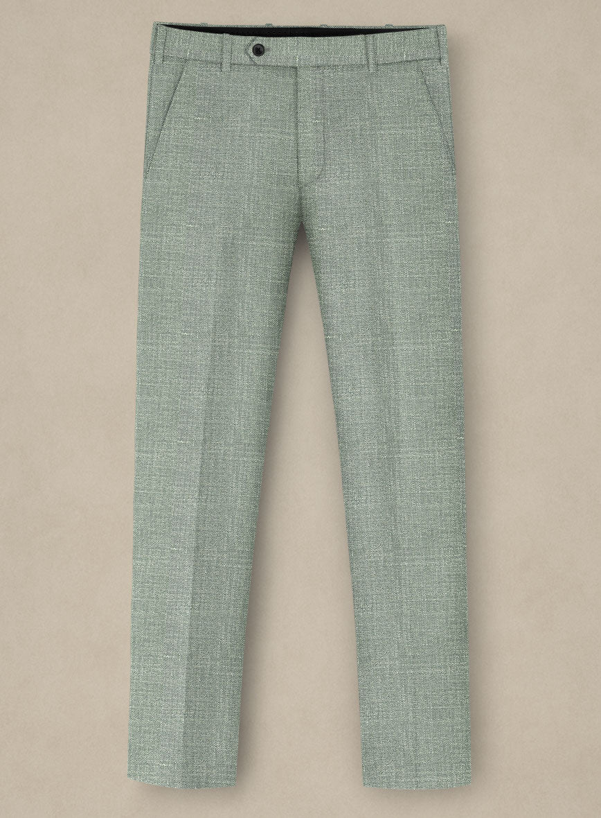 Italian Murano Seasalt Green Wool Linen Silk Pants - Image 2