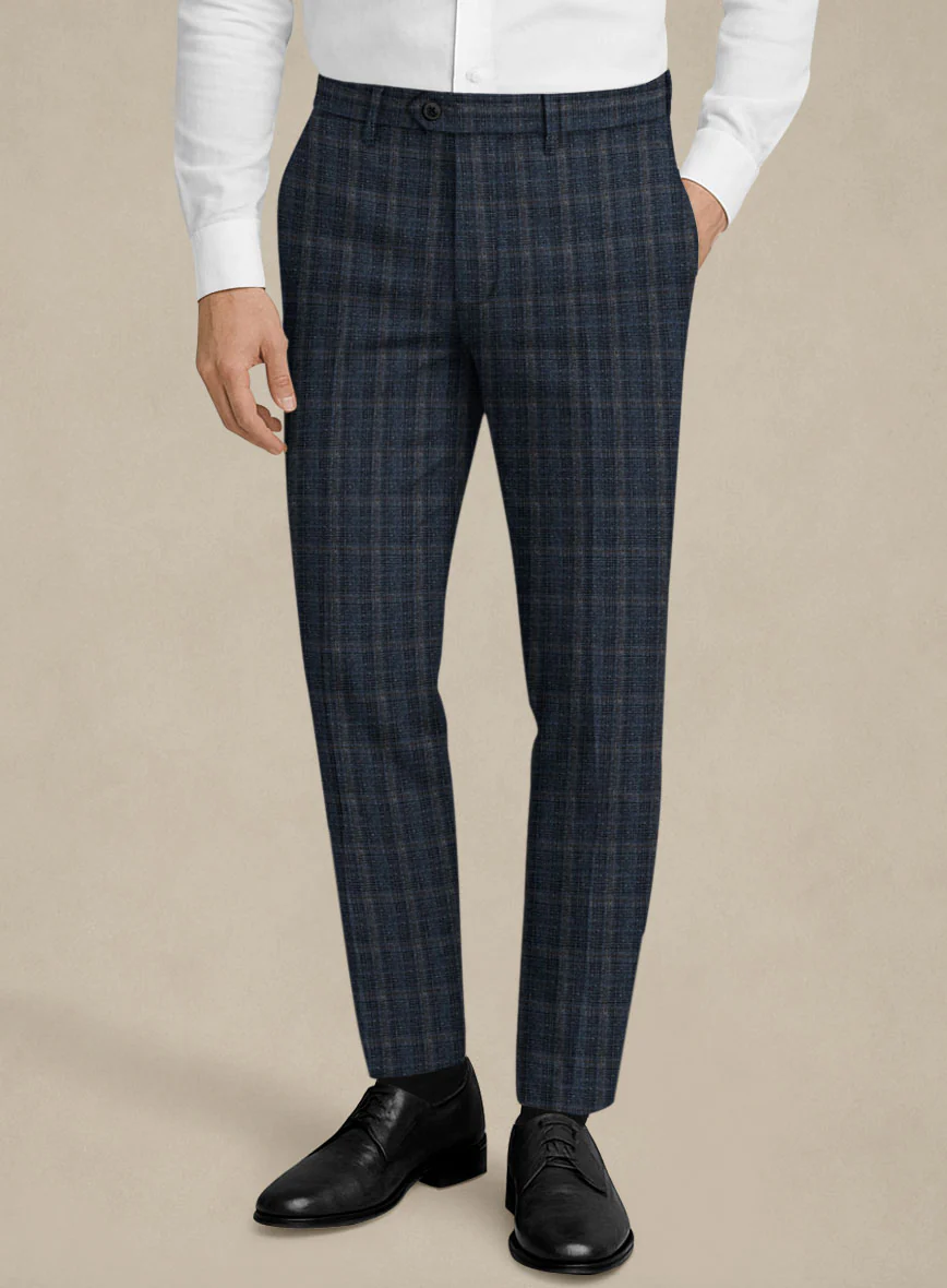Italian Murano Sovil Blue Wool Linen Silk Pants
