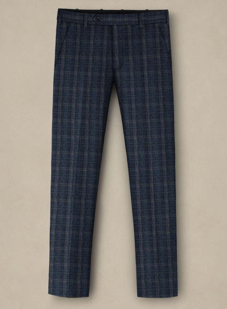 Italian Murano Sovil Blue Wool Linen Silk Pants - Image 2
