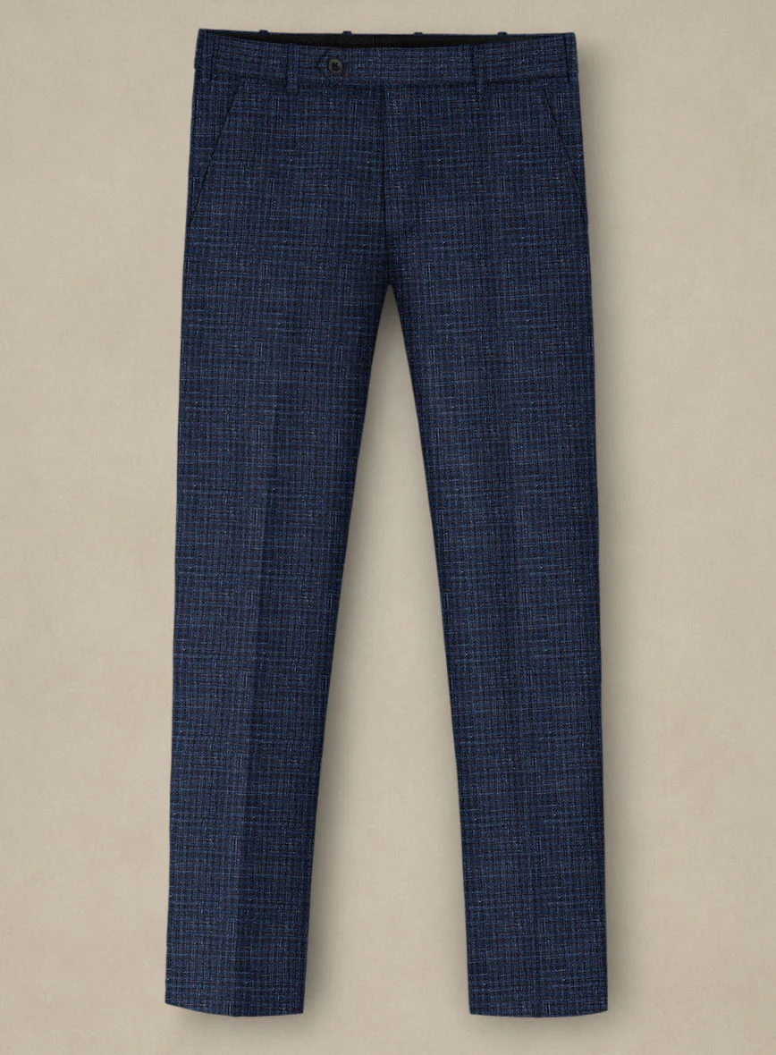 Italian Murano Zonla Blue Wool Linen Pants - Image 2