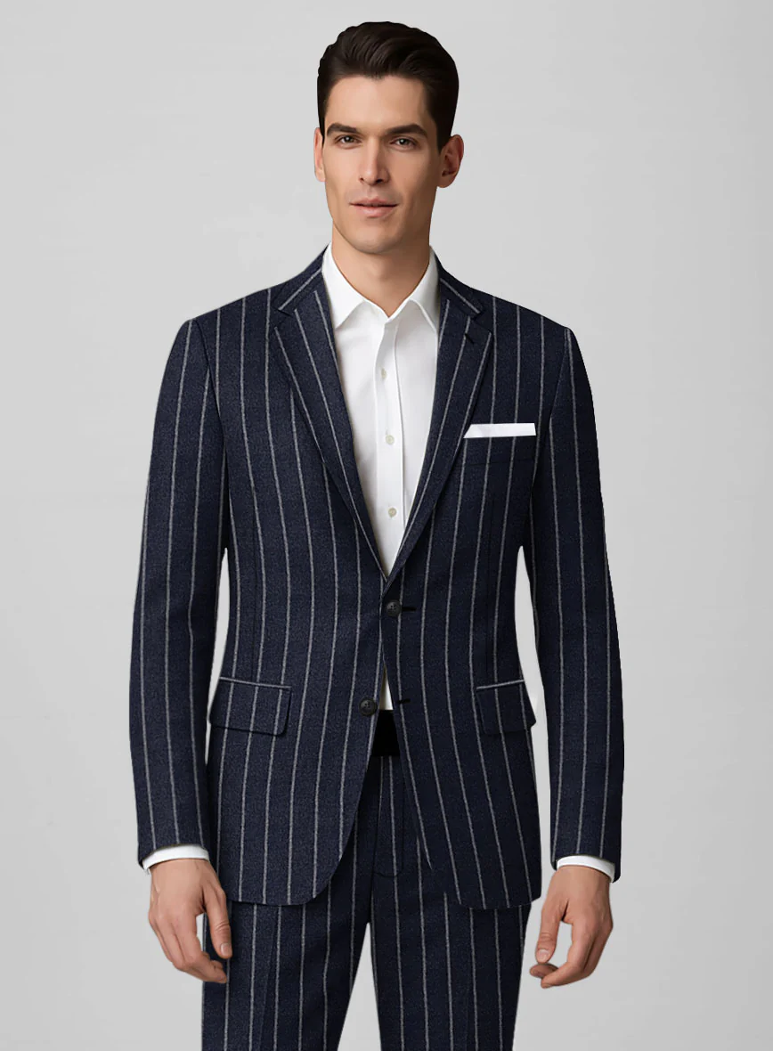 Italian Navy Ascot Rope Stripe Tweed Jacket - Image 2