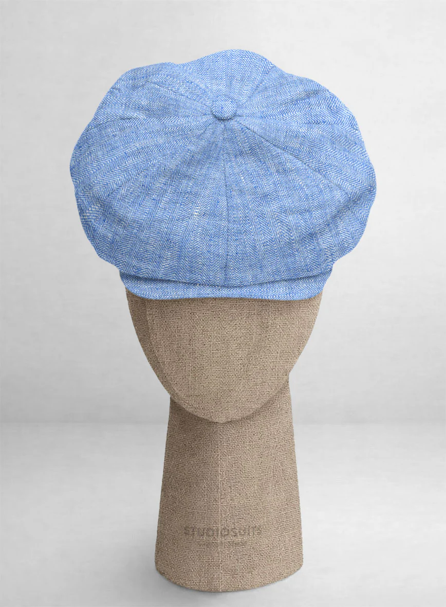 Italian Nile Blue Linen Newsboy Cap