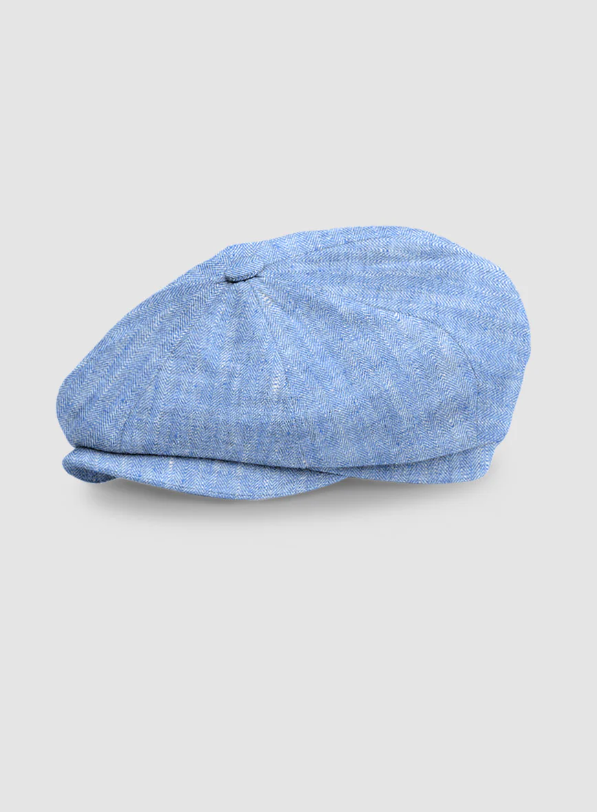 Italian Nile Blue Linen Newsboy Cap - Image 4