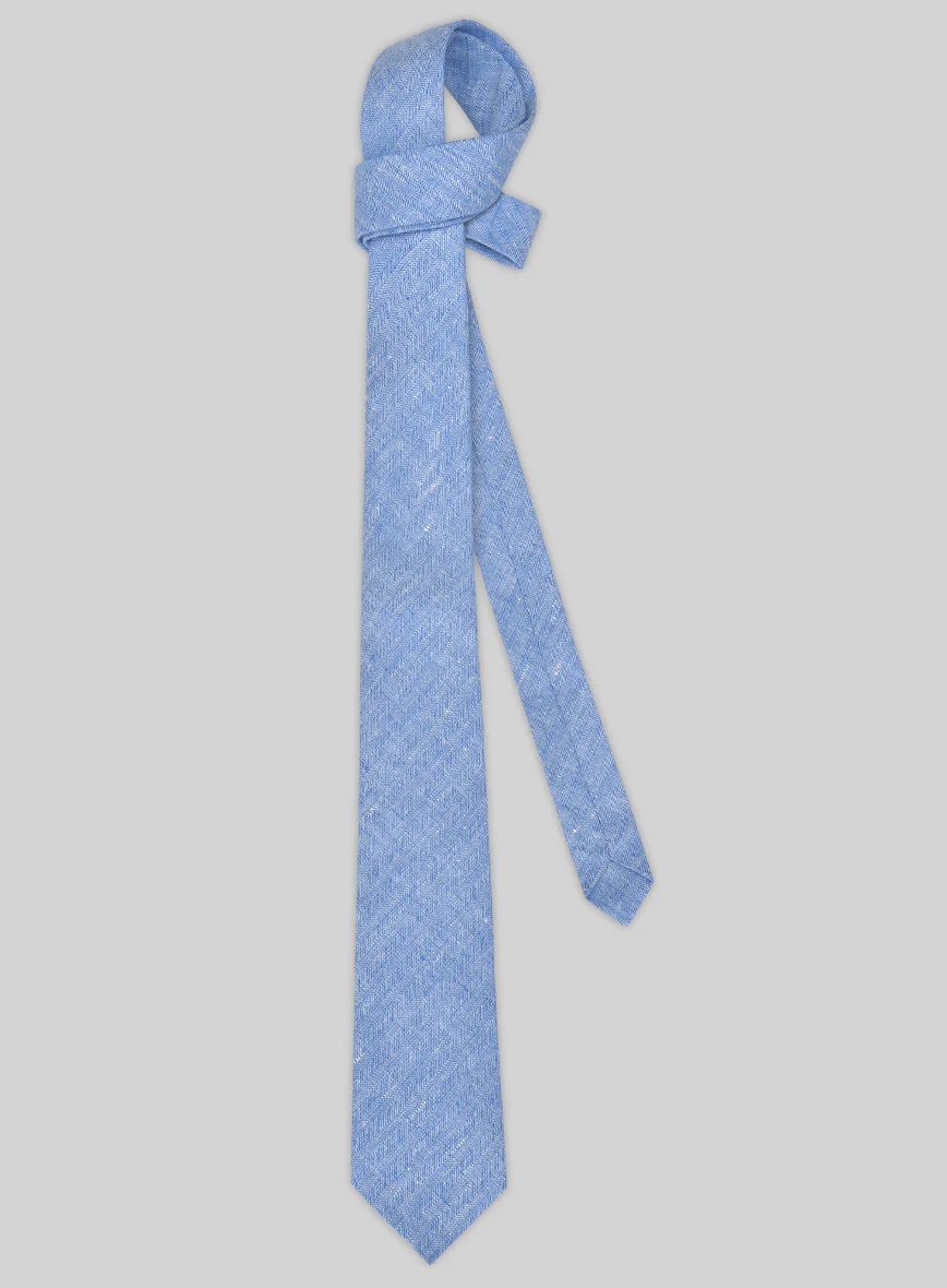 Italian Linen Tie - Nile Blue - Image 2