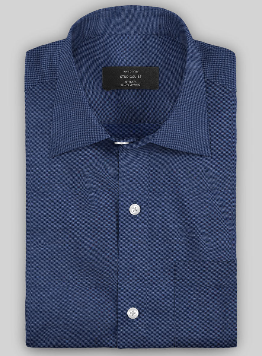 Italian Nile Blue Stretch Cotton Shirt