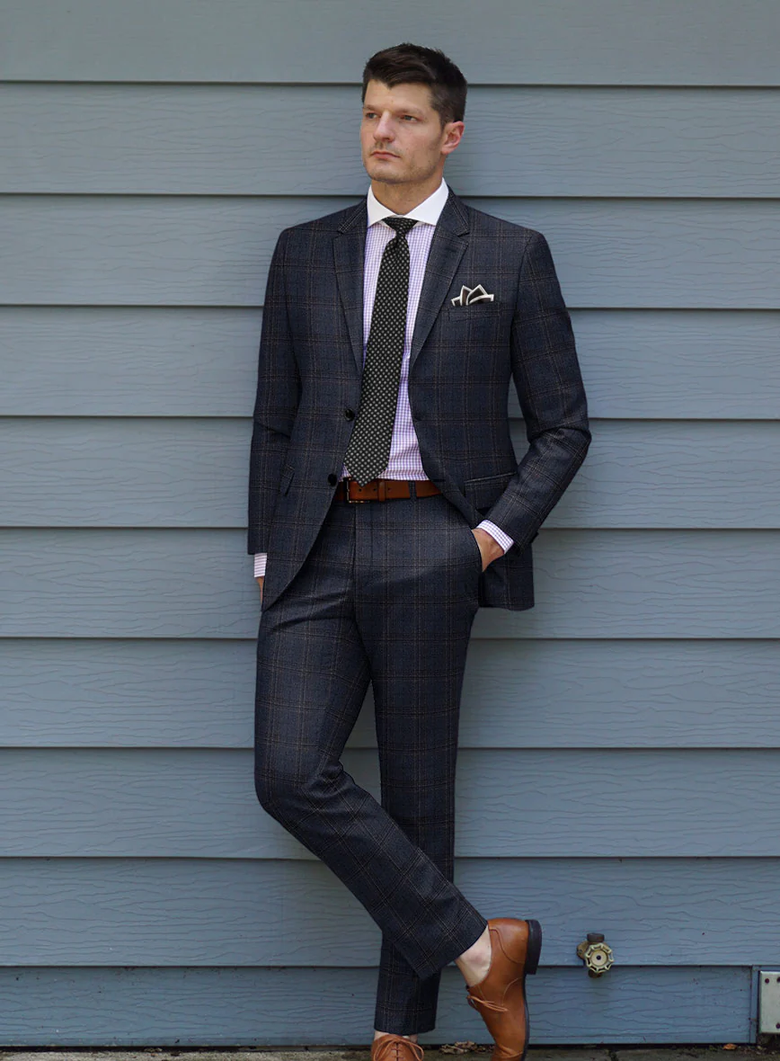 Italian Ofra Blue Checks Flannel Suit - Image 2