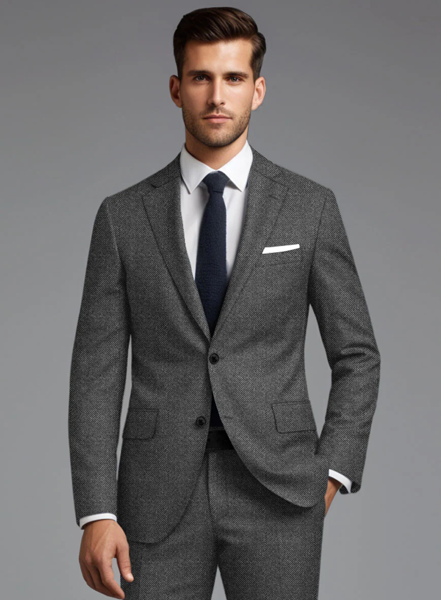Italian Ombo Dark Gray Birdseye Flannel Suit - Image 4