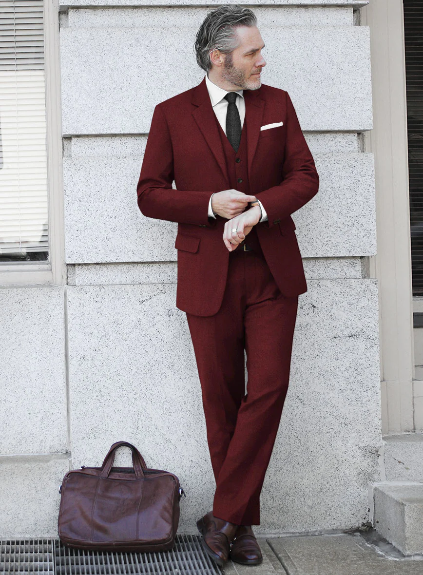 Italian Ospero Maroon Wool Suit - Image 2