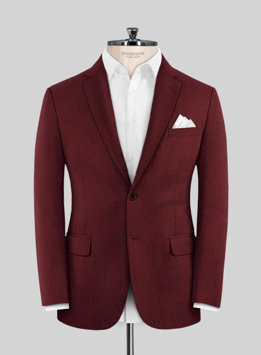 Italian Ospero Maroon Wool Suit - Image 3