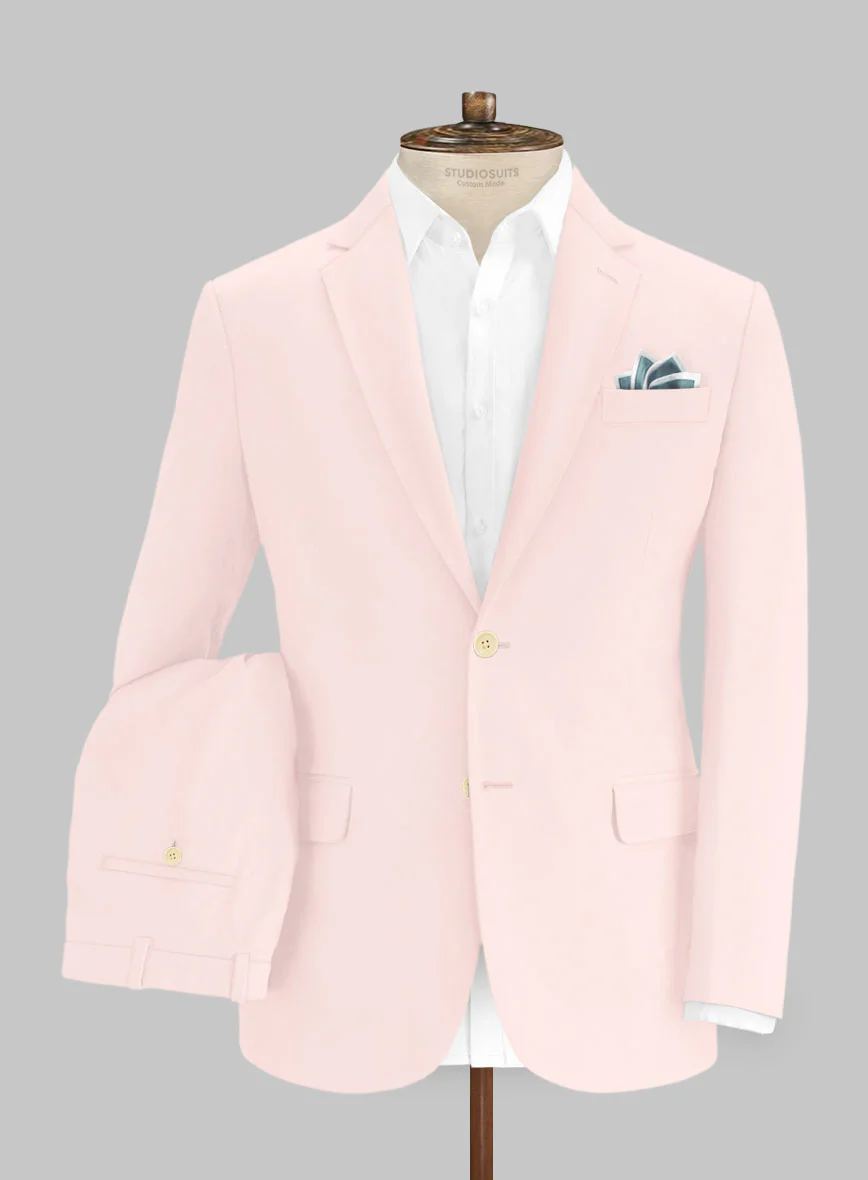 Italian Pale Pink Cotton Stretch Suit - Image 2