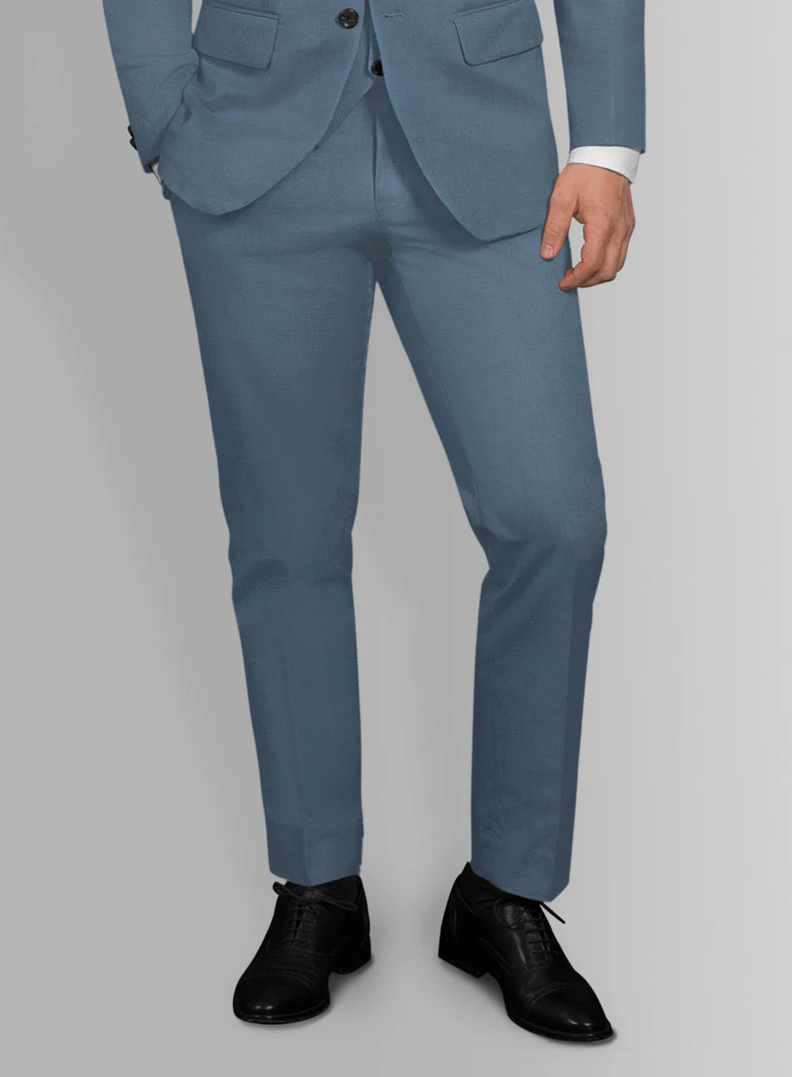 Italian Petrol Blue Cotton Stretch Pants - Image 2