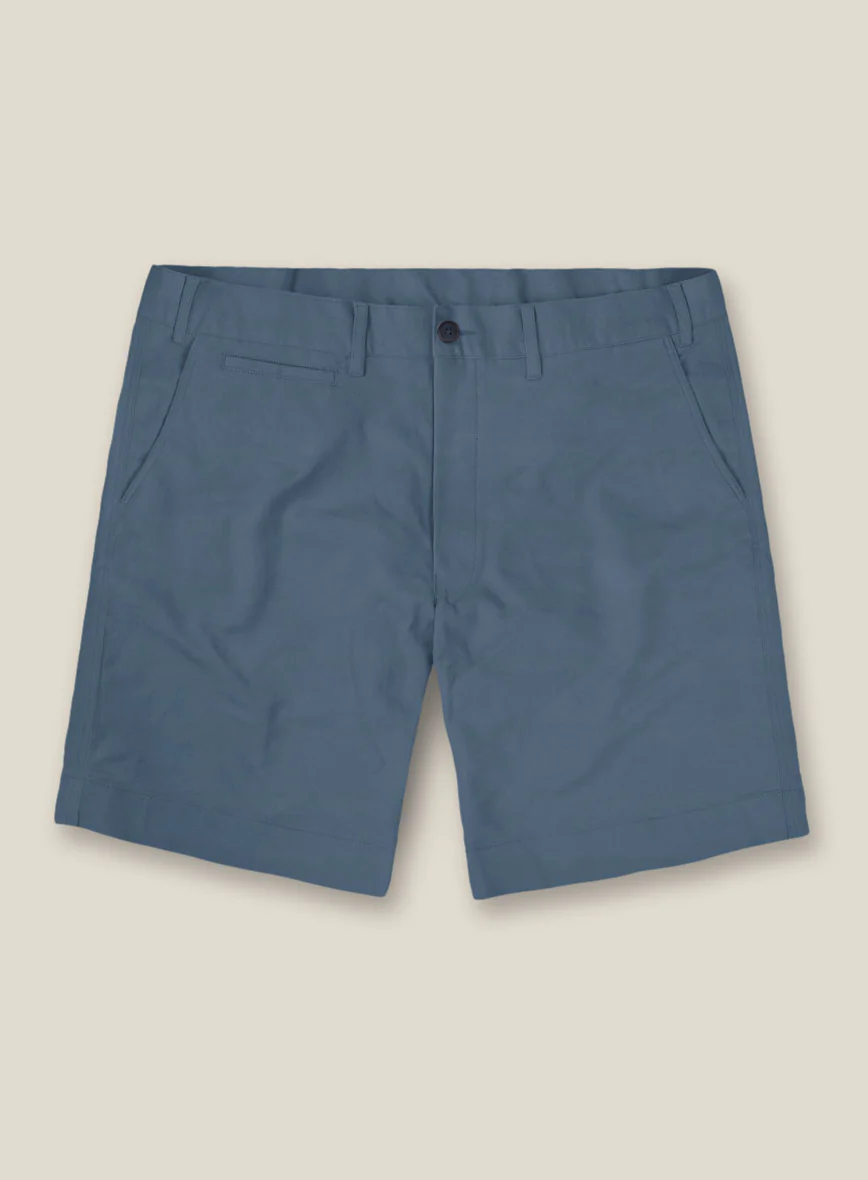 Italian Petrol Blue Cotton Stretch Shorts