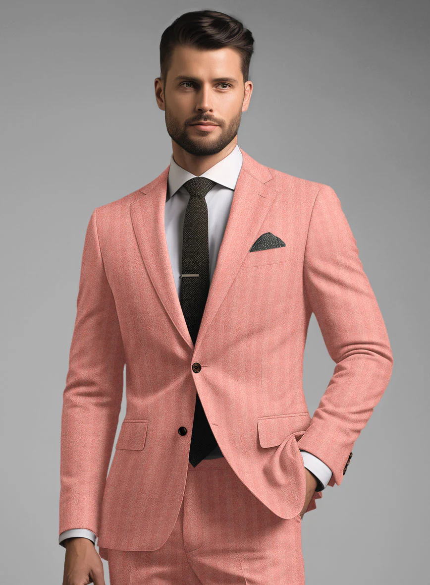 Italian Pink Herringbone Flannel Jacket - Image 2