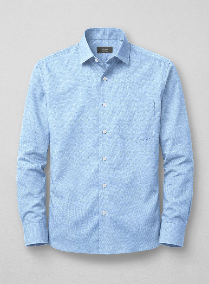 Italian Pinpoint Blue Shirt - Image 3